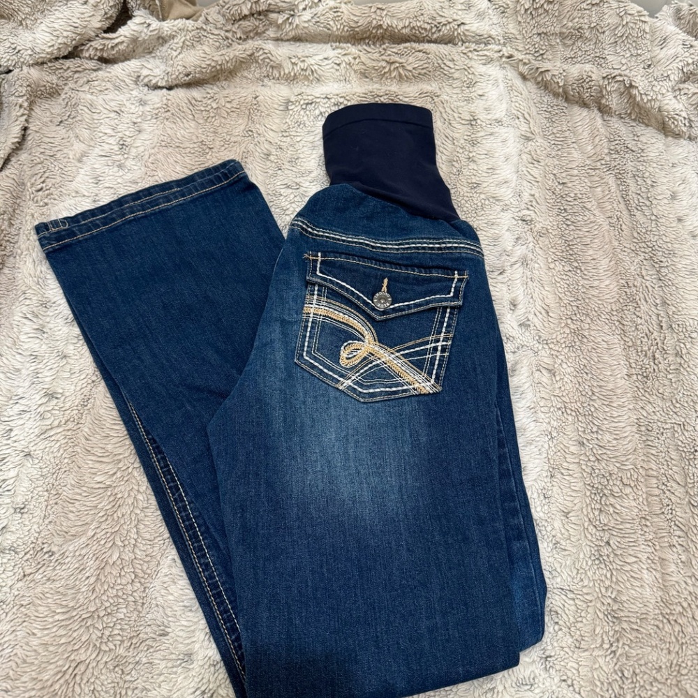 Maternity Indigo Blue Flare/Bootcut Jeans size XS - Picture 3 of 5
